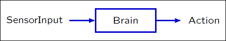 Diagram of sensor input, brain, and action.