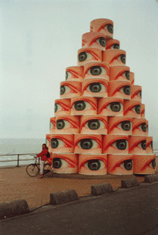 An animated gif of photos of street scenes and public art.