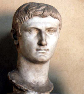 A white marble bust of Caesar Augustus.
