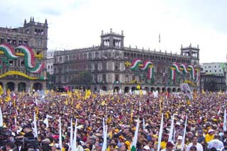 Thousands of people protesting in Mexico City.