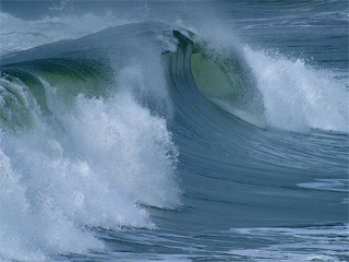 A photograph of an ocean wave cresting.